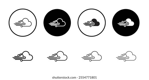 Wind clouds Icon Line Art Logo set