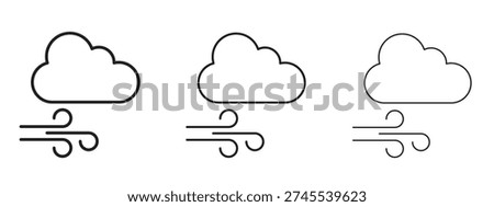 Wind clouds icons. Outline or line icon design bundle.