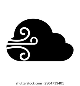 Wind and Clouds Weather Solid Editable color. EPS vector file