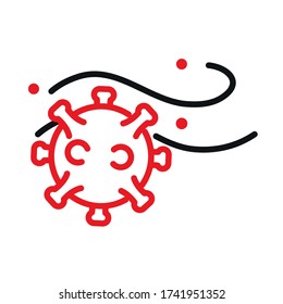 Wind with covid 19 virus line bicolor style icon design of 2019 ncov cov coronavirus infection and corona theme Vector illustration