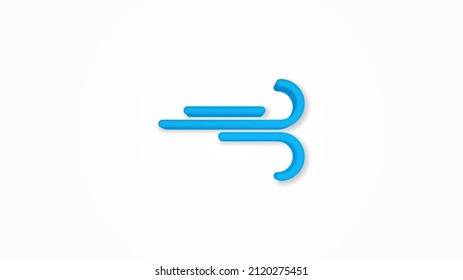 wind curve, windy weather 3d line flat icon. Realistic vector illustration. Pictogram isolated. Top view. Colorful transparent shadow design.fog