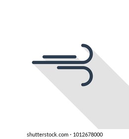 wind curve, windy weather thin line flat icon. Linear vector illustration. Pictogram isolated on white background. Colorful long shadow design.fog