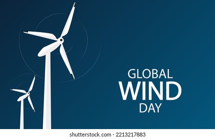 Wind day world global wind turbine, vector art illustration.