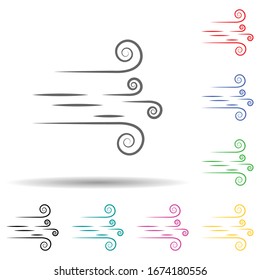 Wind, Wüste mehrfarbiges Set Symbol. Einfache dünne Linie, Vektorillustration der Wüstensymbole für i und ux, Website oder mobile Applikationen