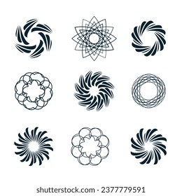 Wind design element icon vector collection with circle and abstract concept