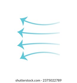 Wind direction arrows and air flow illustration. 