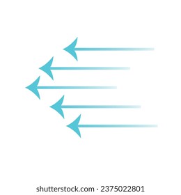 Wind direction arrows and air flow illustration. 
