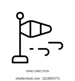 icono de dirección de viento. Diseño De Estilo De Arte De Línea Aislado En Fondo Blanco