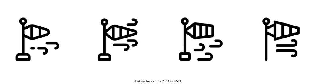 Wind direction icon. Wind icon. Windsock icon. Strong breeze flag. Vector Illustration. EPS 10