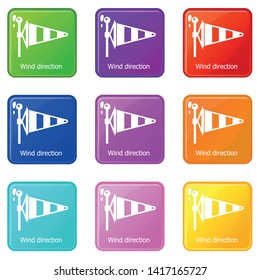 Wind direction icons set 9 color collection isolated on white for any design