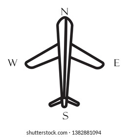 Wind direction outline icon to find out the direction of the wind when traveling somewhere