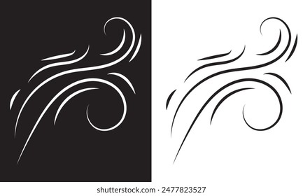 Wind doodle blow, gust design isolated on white and black background. vector. EPS 10