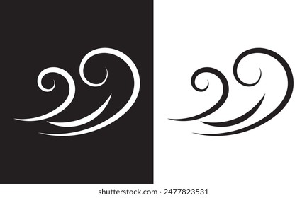 Wind doodle blow, gust design isolated on white and black background. vector. EPS 10