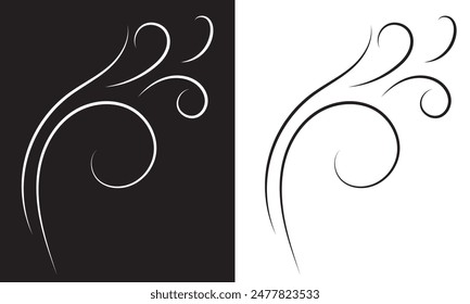 Wind doodle blow, gust design isolated on white and black background. vector. EPS 10