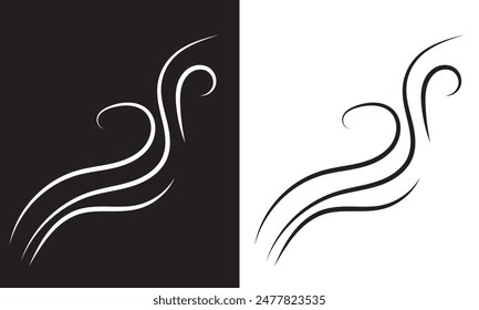 Wind doodle blow, gust design isolated on white and black background. vector. EPS 10