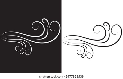 Wind doodle blow, gust design isolated on white and black background. vector. EPS 10