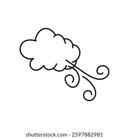 Wind doodle line icon with white background vector stock illustration