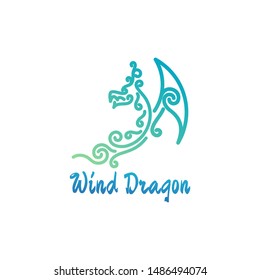 wind dragon logo gradation color, template and fantasy animal design