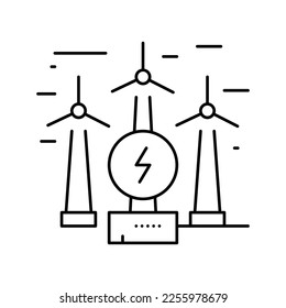 wind electricity construction line icon vector. wind electricity construction sign. isolated contour symbol black illustration