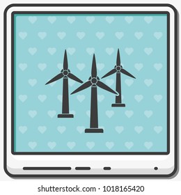 Wind electricity generators flat vector icon.