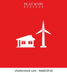 Wind electricity generators with house icon.