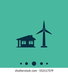 Wind electricity generators with house icon.