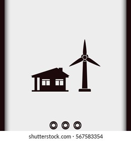Wind electricity generators with house icon.