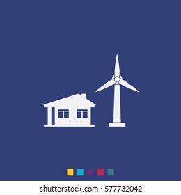 Wind electricity generators with house icon.