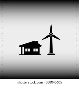 Wind electricity generators with house icon.