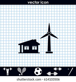 Wind electricity generators with house icon.