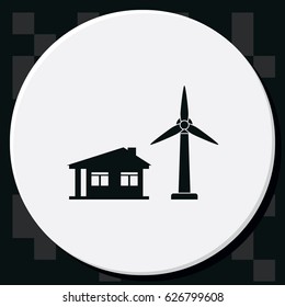 Wind electricity generators with house icon.