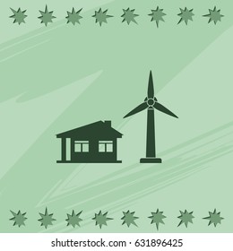 Wind electricity generators with house icon.