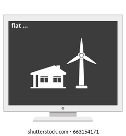 Wind electricity generators with house icon.