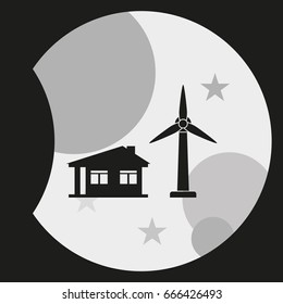 Wind electricity generators with house icon.