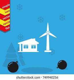 Wind electricity generators with house icon.