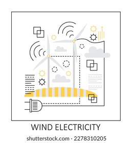 Wind electricity resources. Renewable energy solution, eco friendly electricity vector illustration