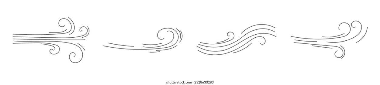 wind element flow doodle vector