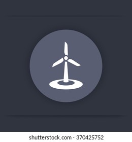 wind energetics, wind farm round flat icon, vector illustration