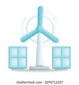 Wind energy 3d cartoon style vector illustration design.