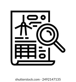 wind energy analysis audit line icon vector. wind energy analysis audit sign. isolated contour symbol black illustration