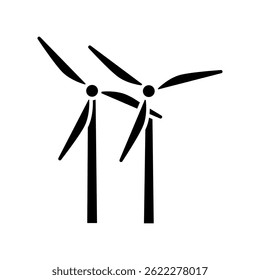 Wind energy black flat icon. Vector isolated element. 
