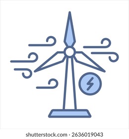 Wind Energy Blue Icon Vector Illustration