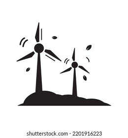 Wind energy cloud turbine icon | Black Vector illustration |