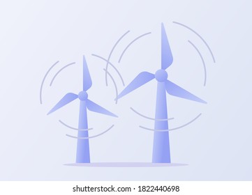 Concepto de energía eólica hélice giratoria fondo aislado blanco con estilo plano