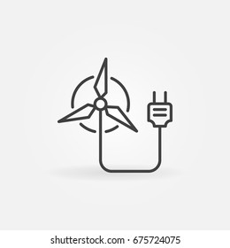 Wind energy concept sign - vector minimal windmill icon or design element