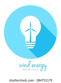 Wind energy concept with windmill and lightbulb in flat design