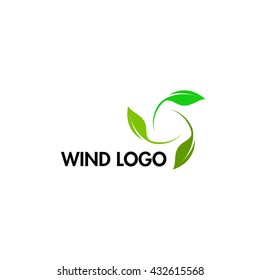 Wind energy day. Green abstract logo. Leaf logotype.