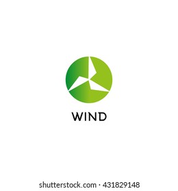 Wind energy day vector illustration. Green abstract logo. Turbine logotype.