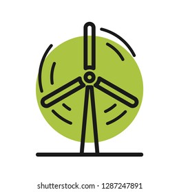 Wind energy. Eco energy concept. Flat icon style. Stroke outline vector. Isolate on white background.