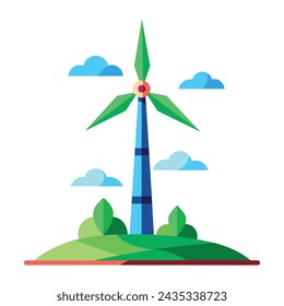 Wind energy flat vector illustration on white background